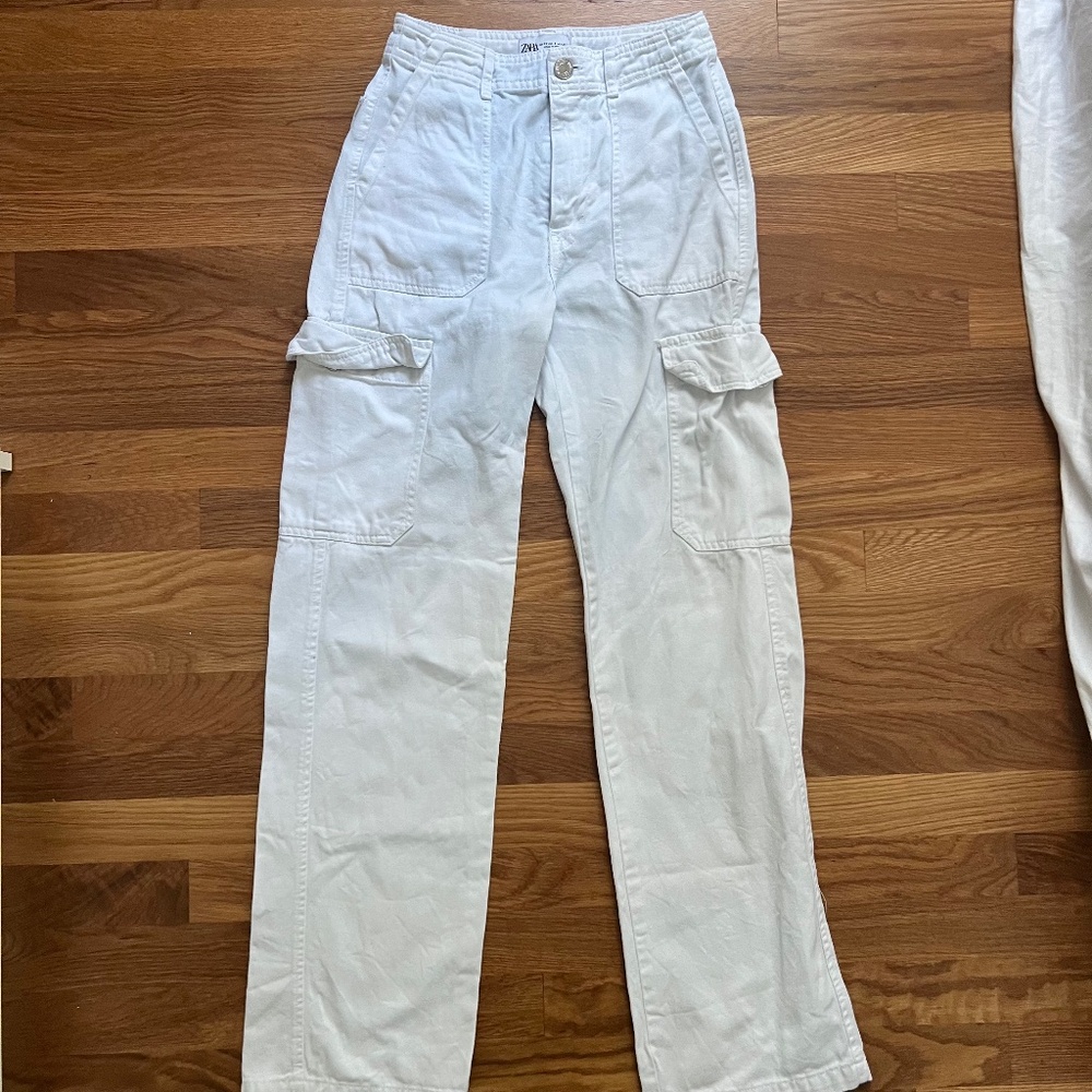 Zara White Cargo Pants
